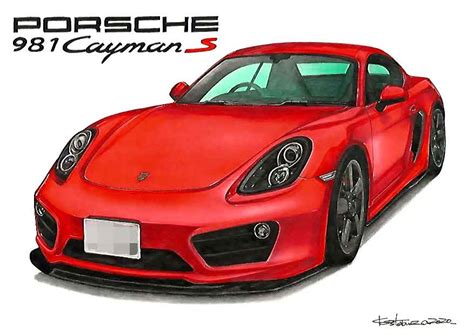 Porsche 981 Cayman S プロイラストレーターがオーダー制作します