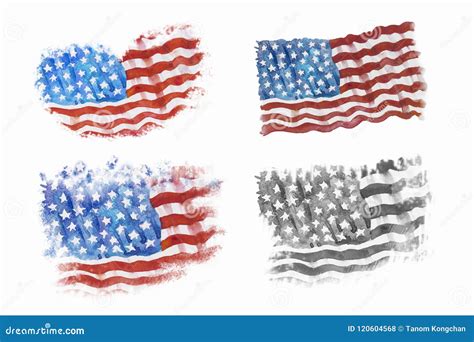 Flag of America, Hand-drawn, Watercolor Painting. Stock Illustration ...