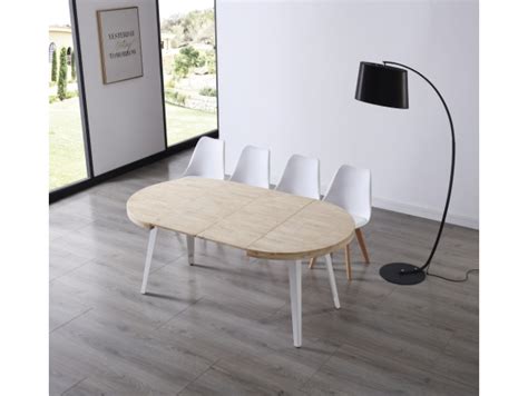 Mesa Comedor Redonda Extensible Color Roble Nordisch Blanco Merkamueble