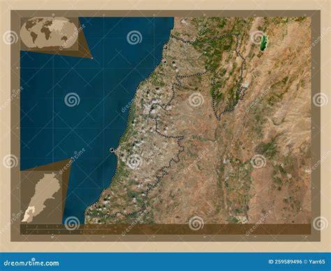 South Lebanon Low Res Satellite Major Cities Stock Illustration