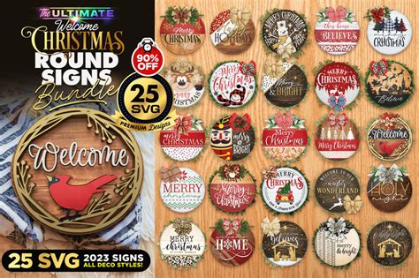 25 Christmas Round Signs Bundle Vol 3 Best Seller Svg So Fontsy