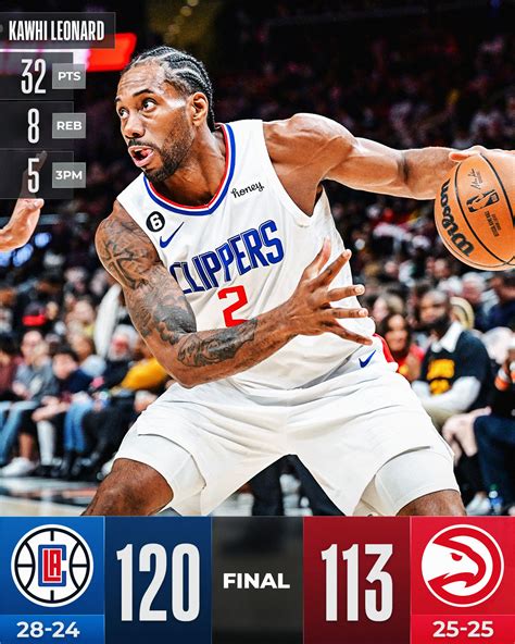 Nba On Twitter Kawhi Scored Points As The Laclippers Won Their