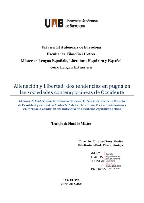 Pdf Alienaci N Y Libertad Dos Tendencias En Pugna En Las Sociedades