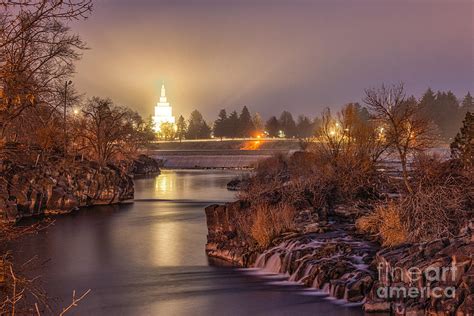 Idaho Falls Temple, Winter Fog Photograph by Bret Barton