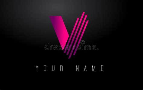 V Magenta Lines Letter Logo Creative Line Letters Vector Template