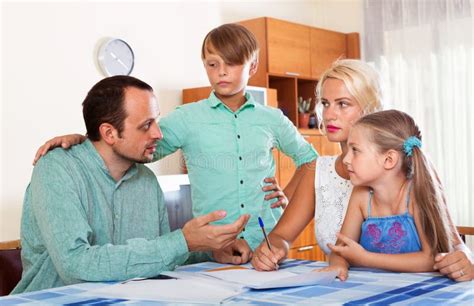 Parents Talk About Serious Financial Problems Stock Image Image Of