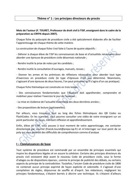 PDF Thème n 1 Les principes directeurs du procès me présentation