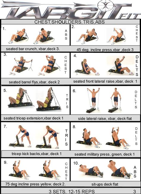 Workout Charts For The Targitfit Portable Gym Tricep And Shoulder