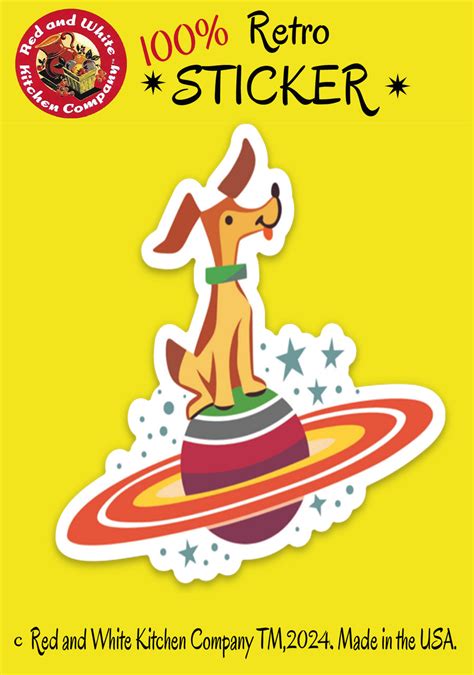 Space Dog Sticker Retro Red And White Kitchen Company