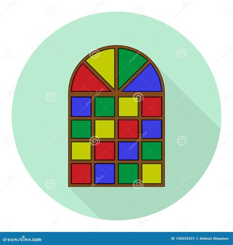 Flat Icon Of An Old Multi Colored Stained Glass Window Stock Illustration Illustration Of Blue