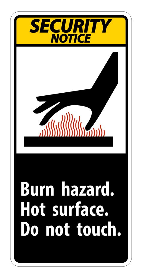 Security Notice Burn Hazard Hot Surface Do Not Touch Symbol 2426509 Vector Art At Vecteezy
