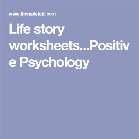 Life Story Worksheets