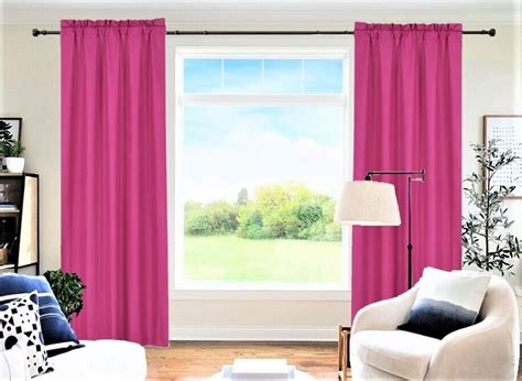 2 Panels Hot Pink Solid Blackout Thermal Rod Pocket Foam Lined Room