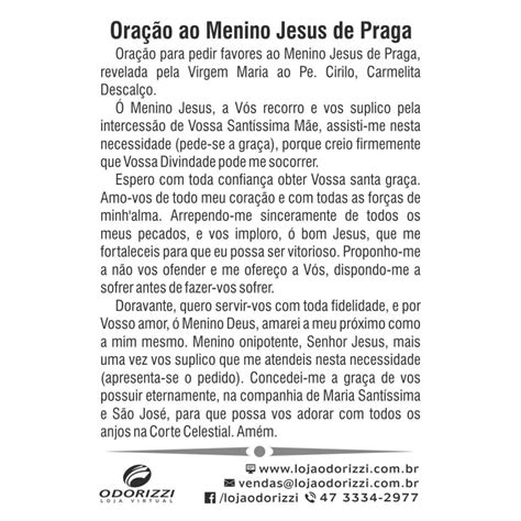 Santinho OraÇÃo Ao Menino Jesus De Praga 200 Unid