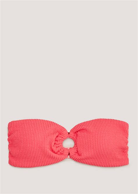 Coral Crinkle Ring Bandeau Bikini Top Matalan