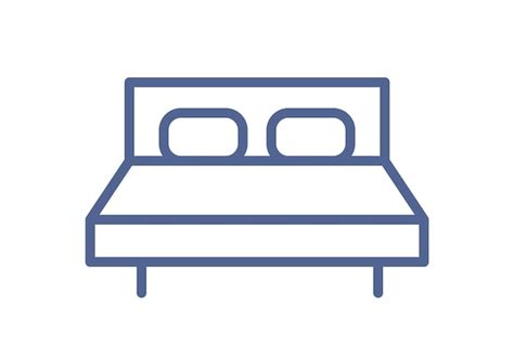 Icono de cama doble simple con colchón y almohadas alojamiento con