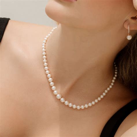 3 0 9 0mm White Freshwater Graduated Pearl Necklace