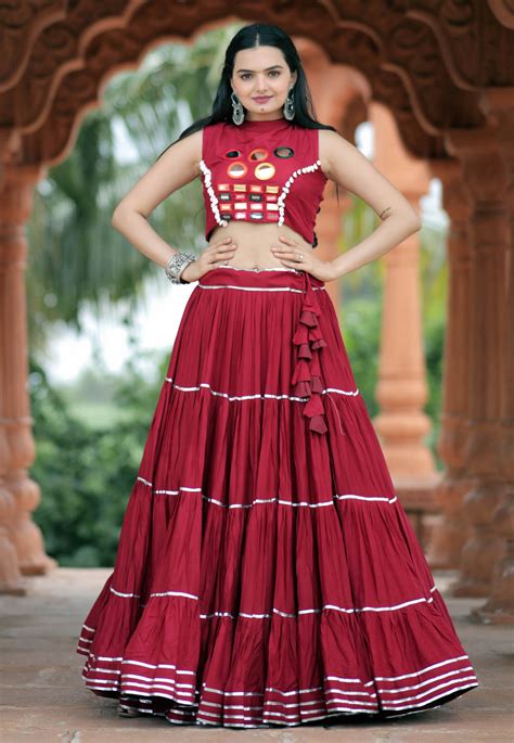 Maroon Rayon Navratri Chaniya Choli