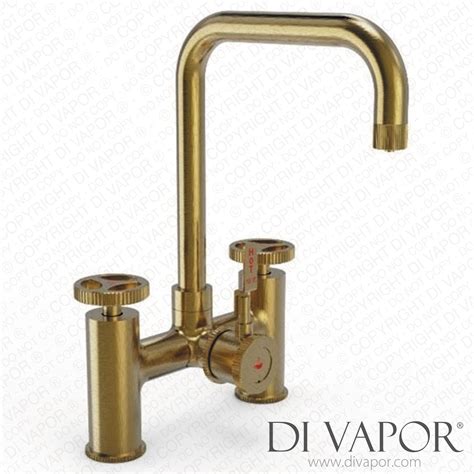 Ellsi Pdt In Industrial Bridge Hot Water Kitchen Sink Mixer Brushed Gold Spare