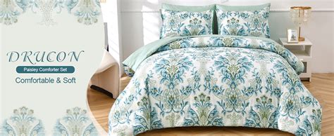 Amazon Drucon Green Paisley Comforter Set King 7 Pieces Bed In A