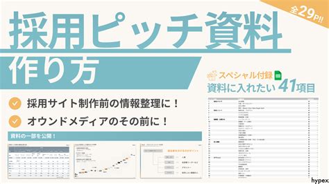 「採用ピッチ資料の作り方レポート」を採用広報のhypexが公開。採用ピッチ資料で採用効果を出している10社の構成を徹底分析比較｜株式会社