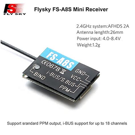 Flysky FS-A8S 2.4G 8CH Mini Receiver (V2) with PPM i-BUS SBUS Output ...
