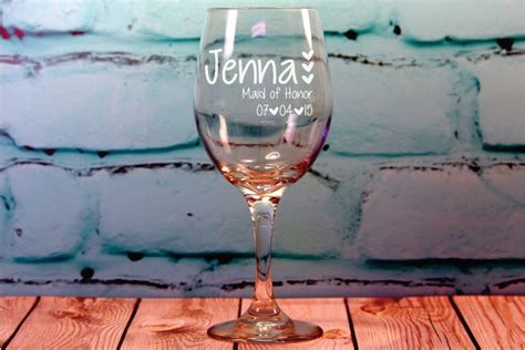 8 Custom Engraved Bridesmaid Wine Glasses Bridesmaid T Etsy