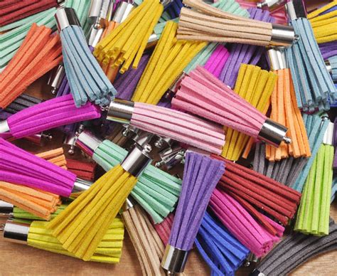 Tassel50pcs Mix Color Suede Leather Tassels Fiber Tassel Etsy