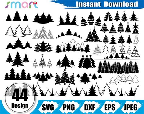 Pine Svg Bundletree Svgforest Svgpine Tree Forest Clipart Etsy