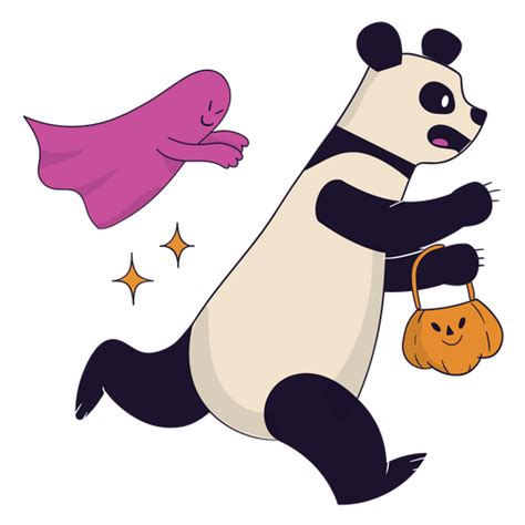 Design Png E Svg De Panda Assustado Fugindo De Um Fantasma Para Camisetas