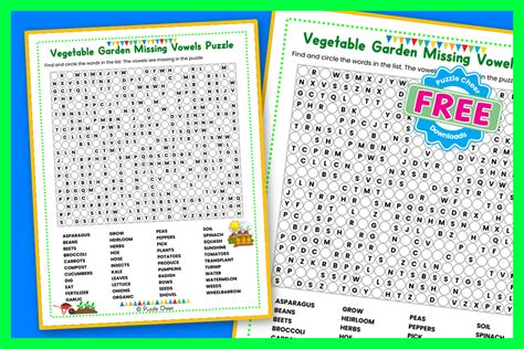 Vegetable Garden Missing Vowels Puzzle - Puzzle Cheer