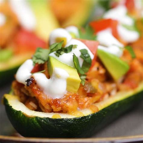 Chicken Enchilada Stuffed Zucchini Boats Tasty Recipes