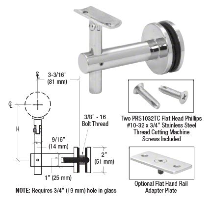 Hrbk Bs Crl Brushed Stainless Perth Series Glass Mounted