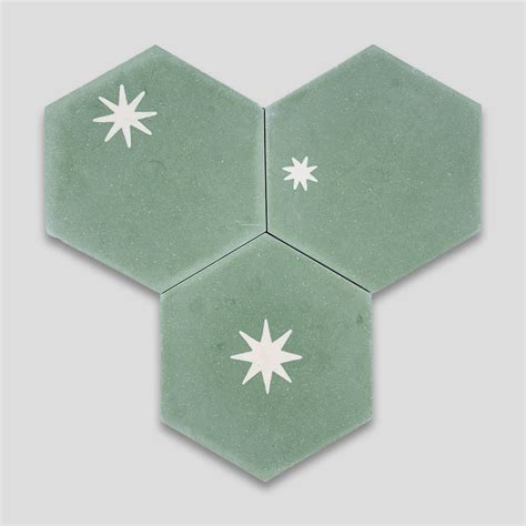 Starry Night Light Green Encaustic Cement Tile Otto Tiles Design