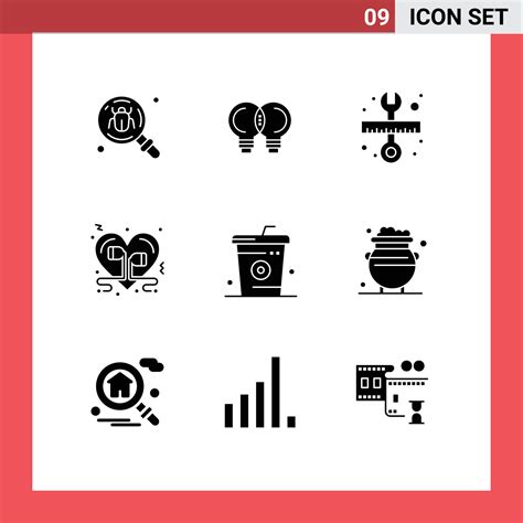 Universal Icon Symbols Group Of 9 Modern Solid Glyphs Of Romantic Love