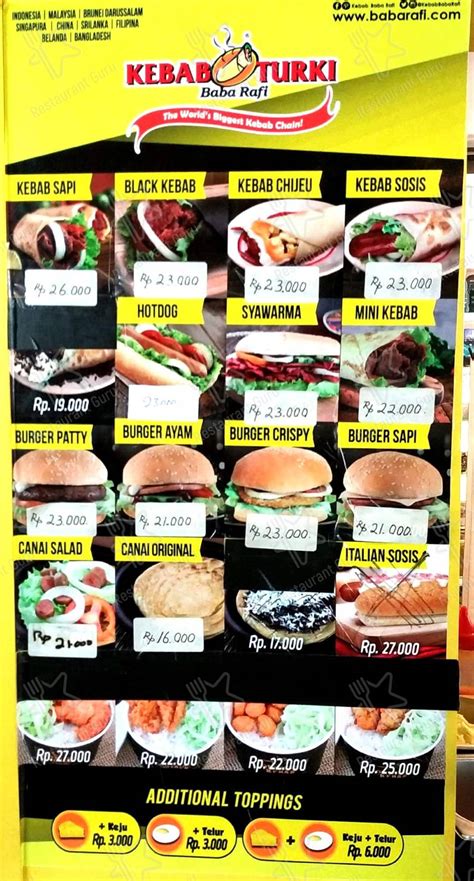 Menu At Kebab Turki Baba Raffi Bekasi Regency Belakang Universitas