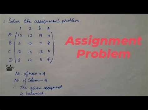 Assignment Problem Operations Research B Semester