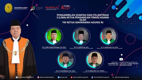 Pengambilan Sumpah Dan Pelantikan 5 Lima KPTA Oleh Yang Mulia Ketua