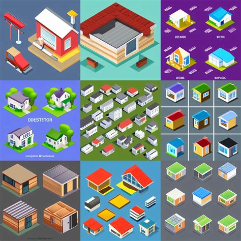 Webdesign Icon Set For Shed Roof Type Isometric Stable Diffusion