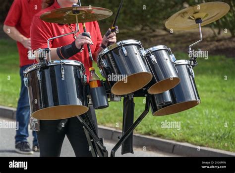 Mobile Musical Instrument Percussion With Drums And Cymbals Played By