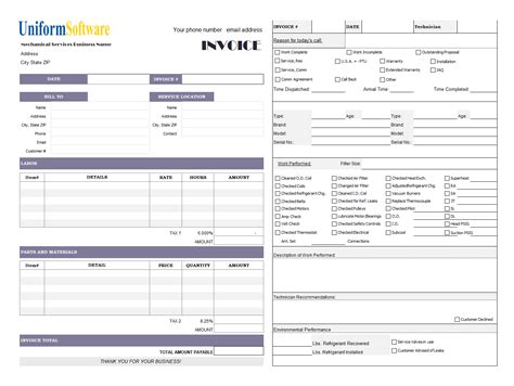 HVAC Service Invoice