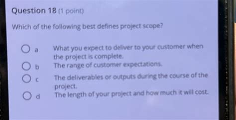 Solved Question 18 1 Point Which Of The Following Best Chegg