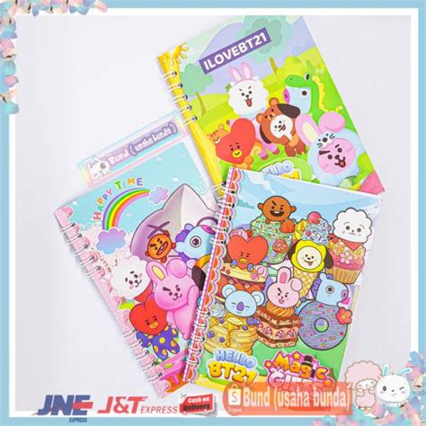 Jual BUN BK001 NOTEBOOK BT21 BUKU CATATAN MOTIF BTS KPOP IDOL DIARY