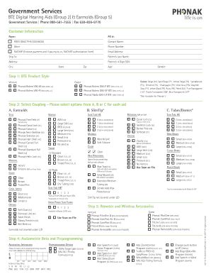 Government Services Bte Custom Order Bformb Phonak Fill And Sign