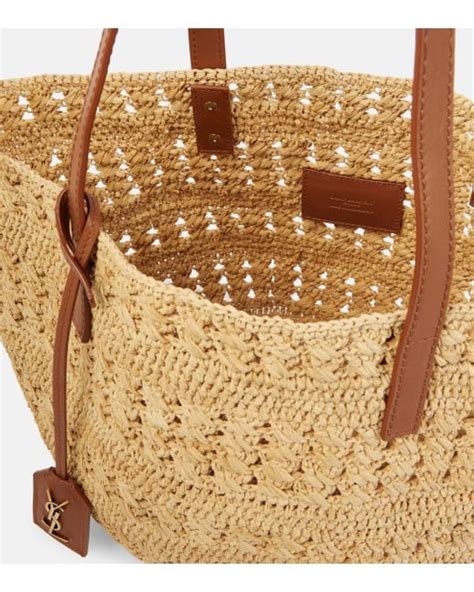 Saint Laurent Panier Small Raffia Basket Bag In Natural Lyst Uk