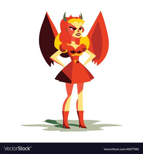 Cartoon retro devil woman Royalty Free Vector Image