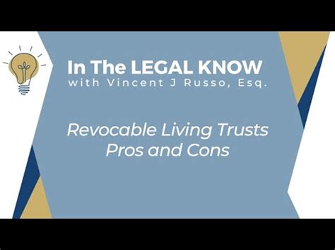 Revocable Living Trusts Pros And Cons YouTube