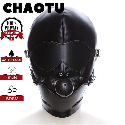 BDSM Leather Padded Hood Blindfold Head Harness Erotic Mask Gag Cosplay BDSM Bondage Sex Toys