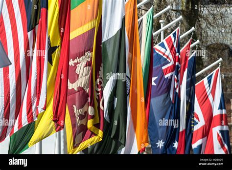 London Uk Th April Flags Of The Commonwealth Nations Fly In