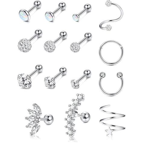 16G Cartilage Boucles D Oreilles Pour Femmes En Acier Inoxydable Conque